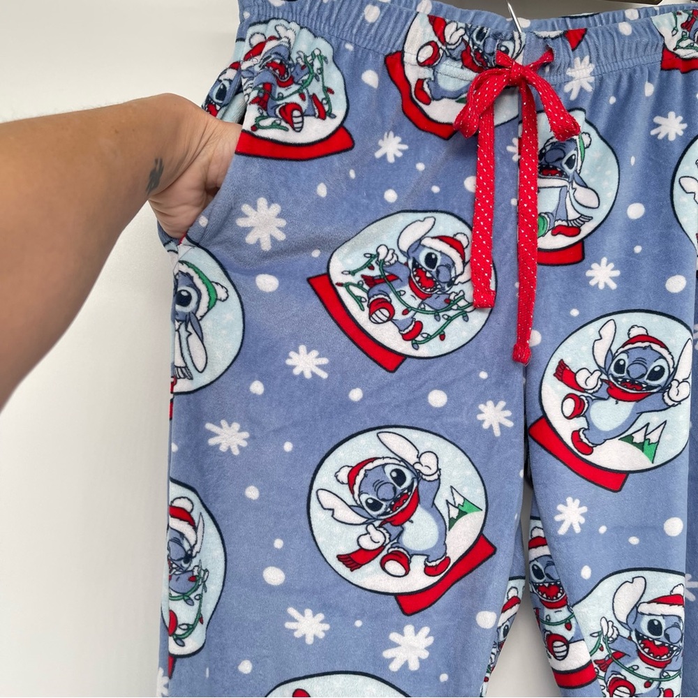 Disney Stitch Christmas Pajama Pants Women Small Fleece Jogger with Pockets - Picture 10 of 12